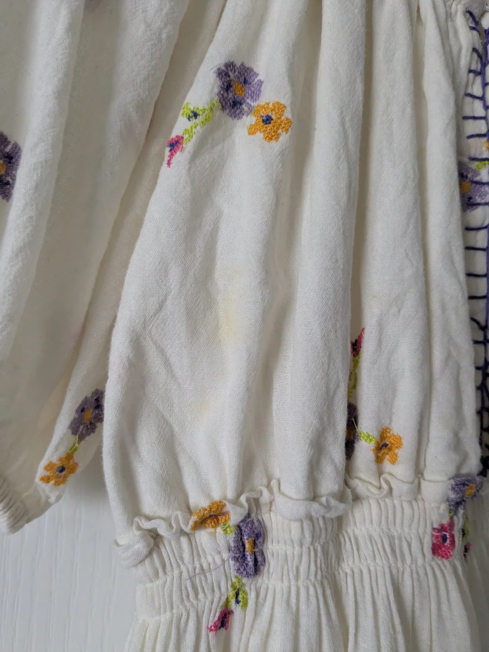 ZARA Girls Cream Embroidered Floral Dress 10